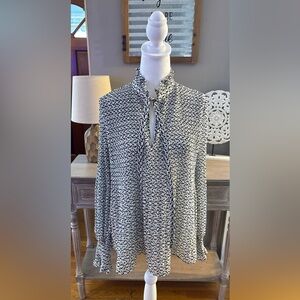 Max Studio Pleated Ruffle Floral Blouse